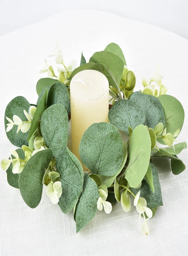 LSKYTOP 2 Pcs Eucalyptus Faux Kitchen Cabinet Artificial Greenery Farmhouse Wreath for Door Wall Window Decor, 9Inch/PC - Image 5
